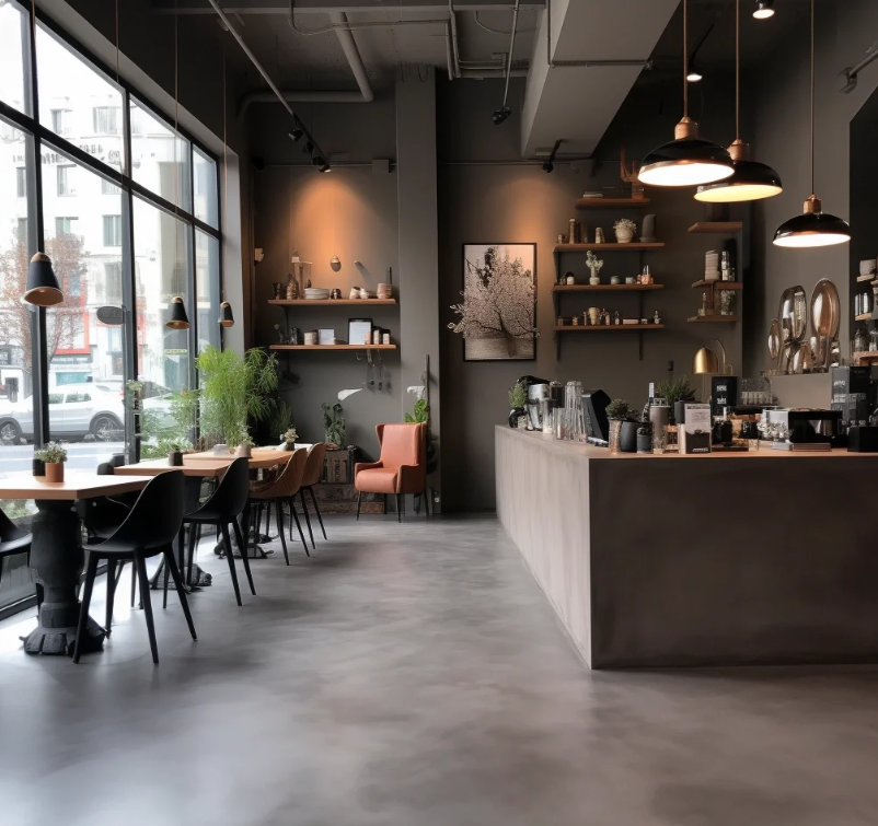 重慶微水泥風格咖啡館裝修案例