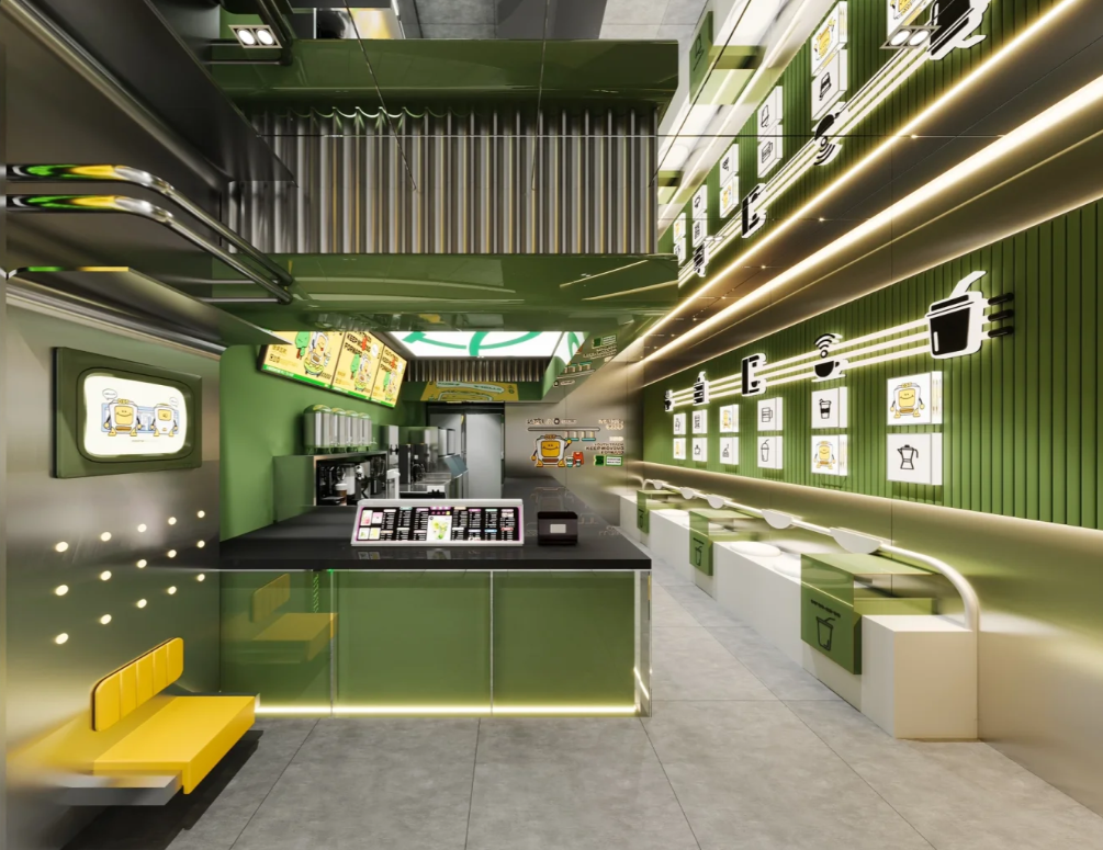 重庆30平米绿色风奶茶店设计效